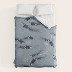 Orca in Motion / blue-gray ocean pattern Duvet Cover Gallery Image 6