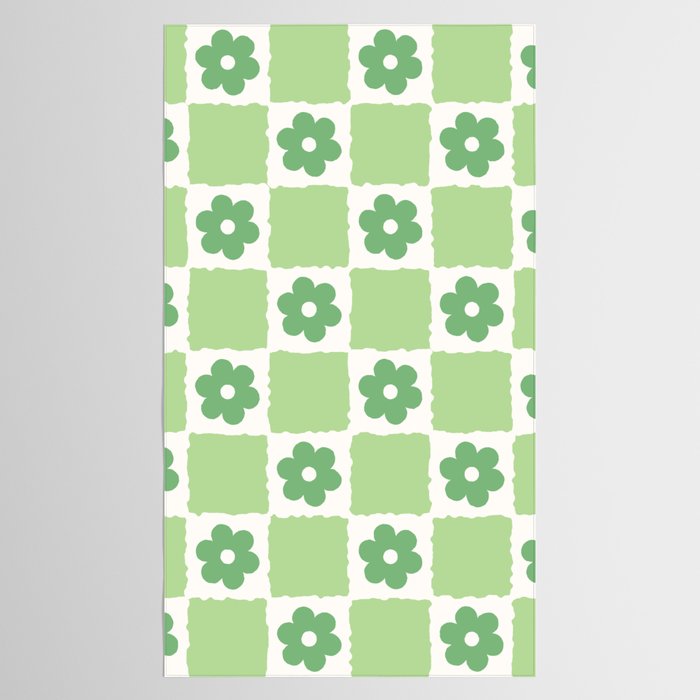 Flower Check in Forest Green Pattern Tablecloth Gallery Image 2