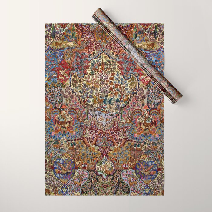 Enchanting Antique Nature Kashmar  Wrapping Paper Gallery Image 1