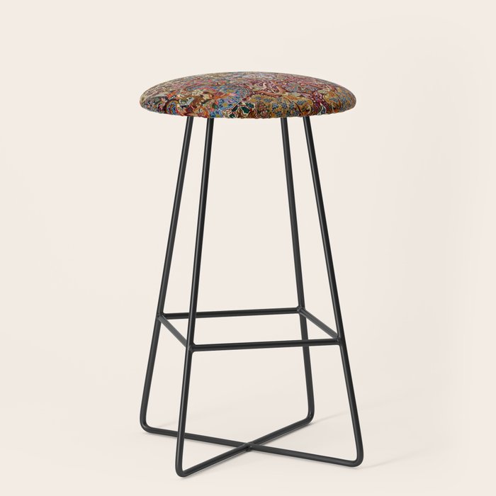 Enchanting Antique Nature Kashmar  Stool Gallery Image 1