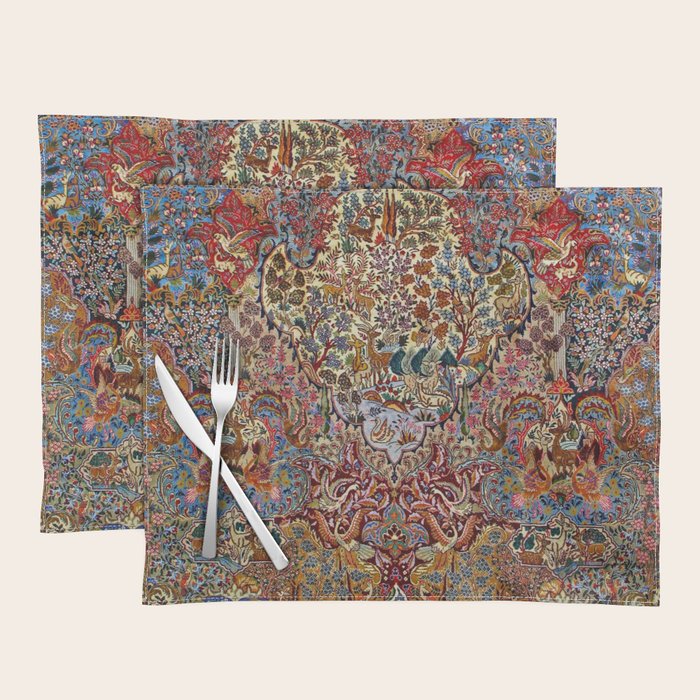 Enchanting Antique Nature Kashmar  Placemat Gallery Image 1