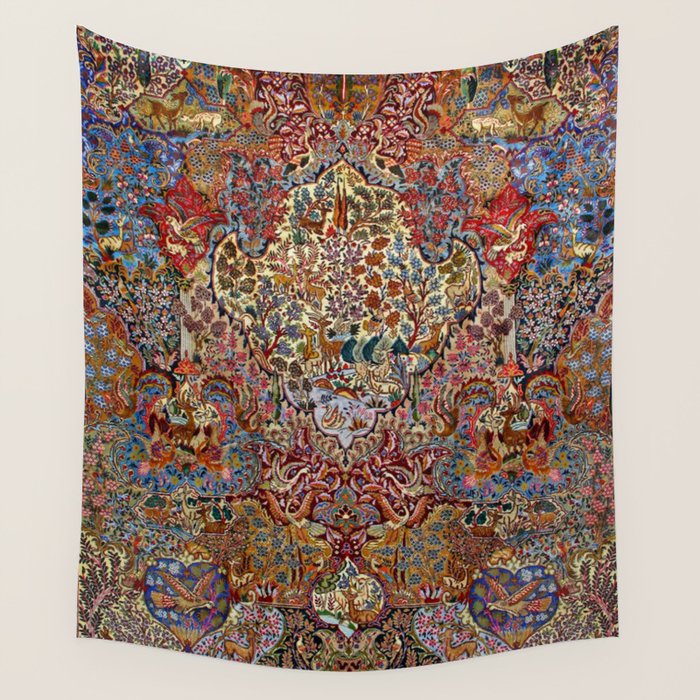 Enchanting Antique Nature Kashmar  Wall Tapestry Gallery Image 4