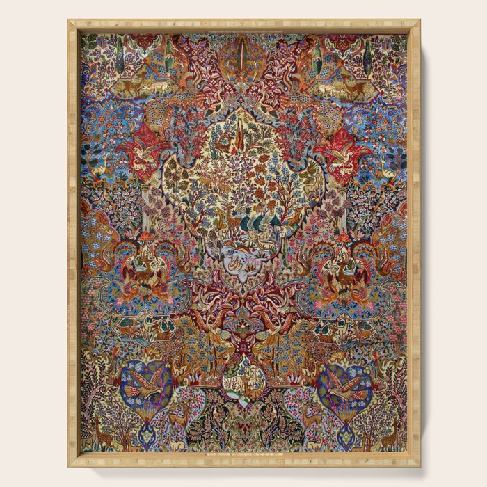 Enchanting Antique Nature Kashmar  Serving Tray Gallery Image 1