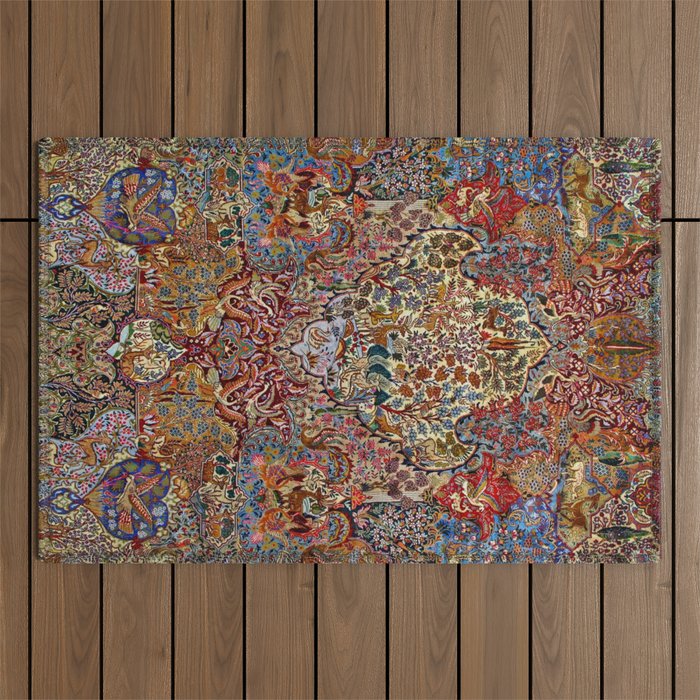 Enchanting Antique Nature Kashmar  Outdoor Rug Gallery Image 1