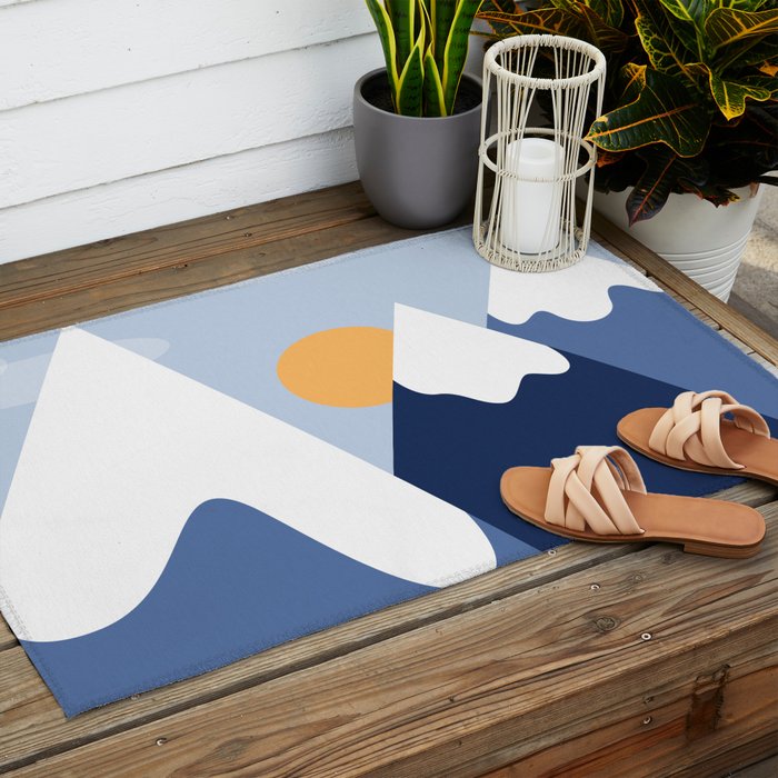 Dawn in the snowy mountains Outdoor Rug Gallery Image 2
