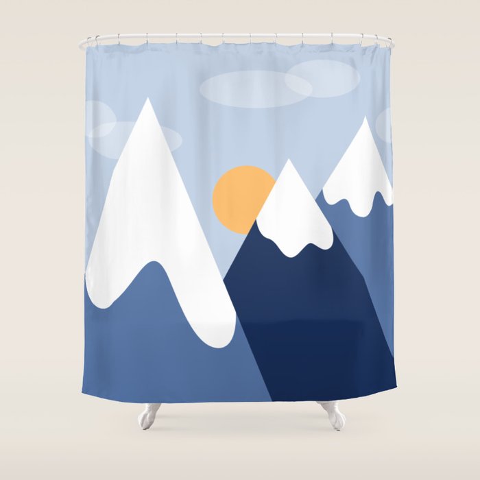 Dawn in the snowy mountains Shower Curtain Gallery Image 1