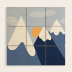 Dawn in the snowy mountains Wood Wall Art Gallery Image 1