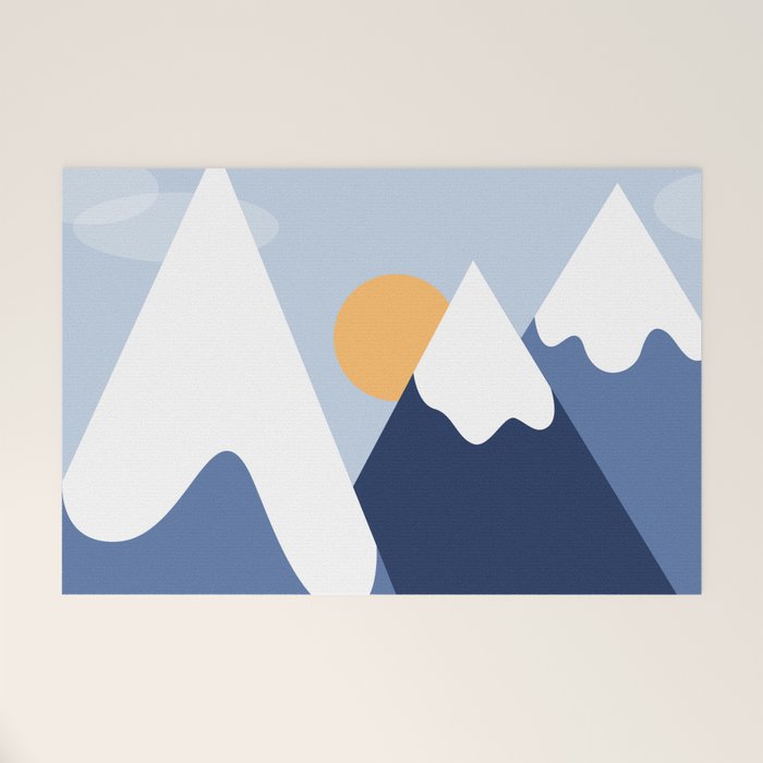 Dawn in the snowy mountains Welcome Mat Gallery Image 1