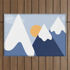 Dawn in the snowy mountains Outdoor Rug Gallery Image 1
