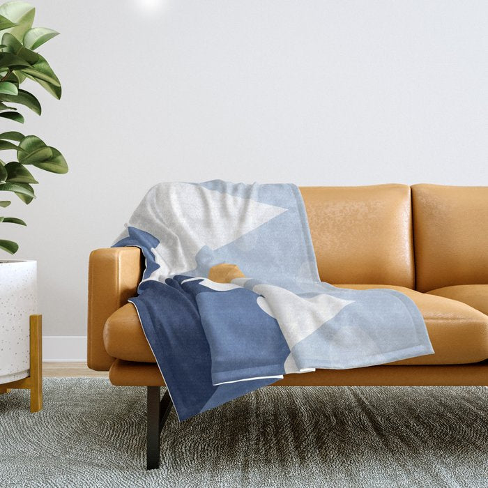 Dawn in the snowy mountains Throw Blanket Gallery Image 1