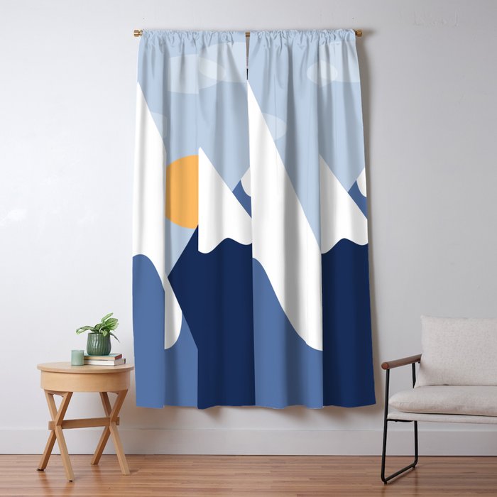 Dawn in the snowy mountains Window Curtain Gallery Image 5