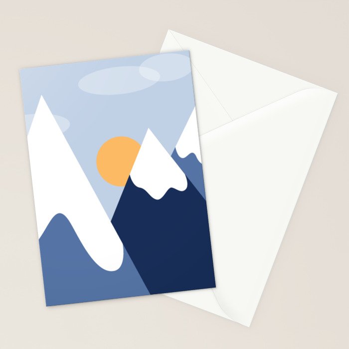 Dawn in the snowy mountains Stationery Card Gallery Image 2