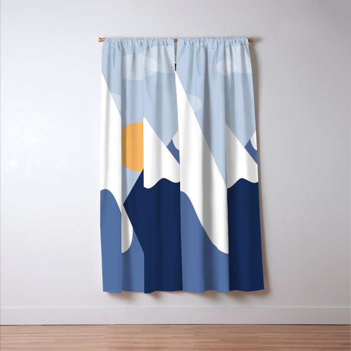 Dawn in the snowy mountains Window Curtain Gallery Image 3