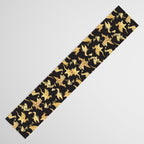 Origami metallic dragon friends // black background golden fantasy animals Table Runner Gallery Image 3