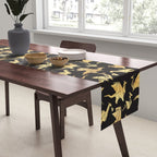 Origami metallic dragon friends // black background golden fantasy animals Table Runner Gallery Image 2