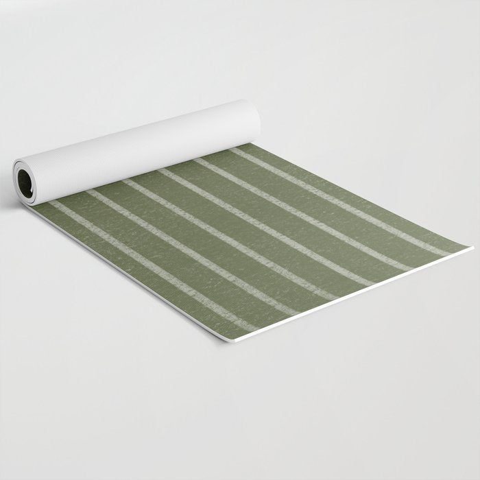 Classic Stripe (Moss Green) Yoga Mat Gallery Image 2