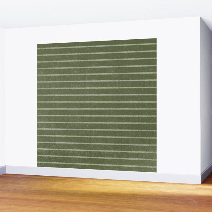 Classic Stripe (Moss Green) Wall Mural Gallery Image 2