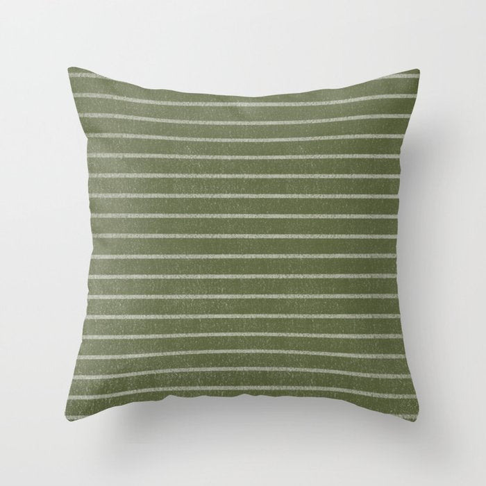 Classic Stripe (Moss Green) Throw Pillow Gallery Image 6