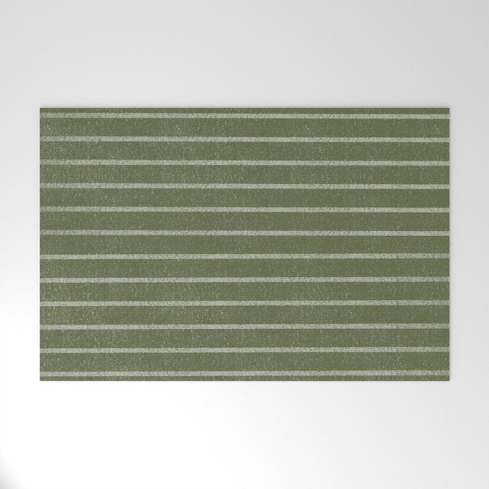 Classic Stripe (Moss Green) Welcome Mat Gallery Image 1