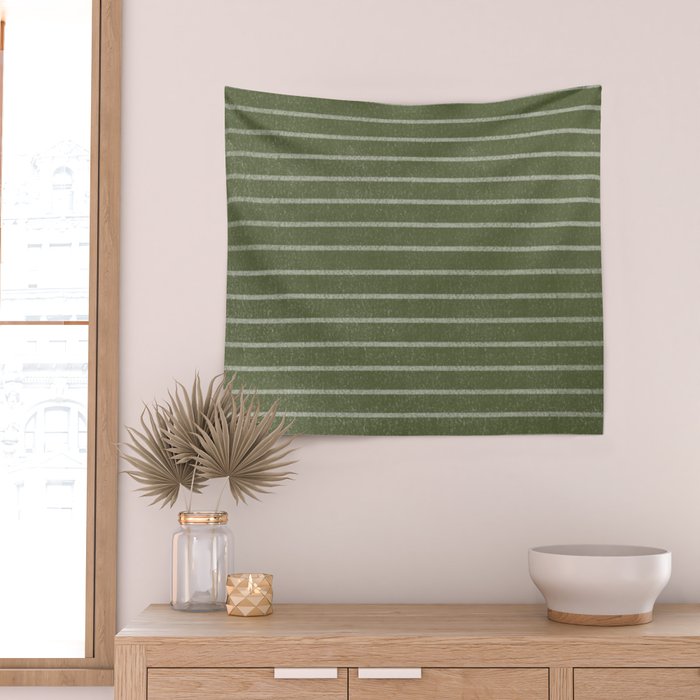 Classic Stripe (Moss Green) Wall Tapestry Gallery Image 2