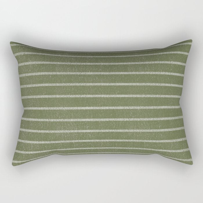 Classic Stripe (Moss Green) Rectangular Pillow Gallery Image 1