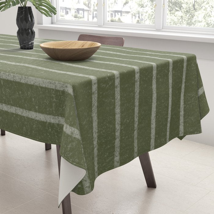 Classic Stripe (Moss Green) Tablecloth Gallery Image 3