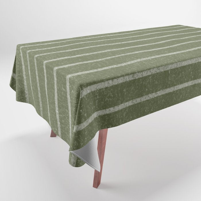 Classic Stripe (Moss Green) Tablecloth Gallery Image 1