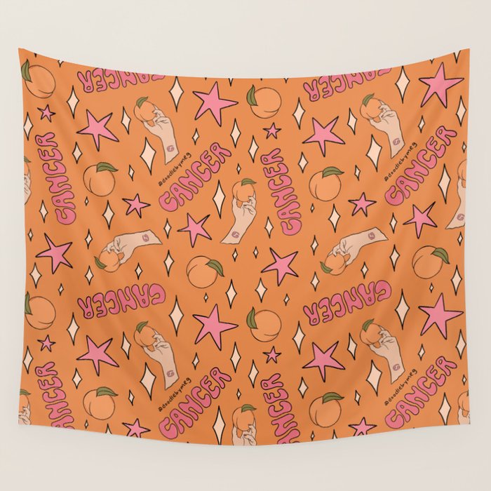 Cancer Peach Print Wall Tapestry Gallery Image 1