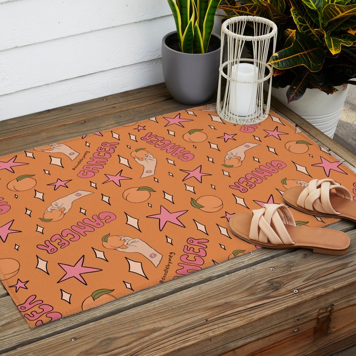 Cancer Peach Print Outdoor Rug Gallery Image 2