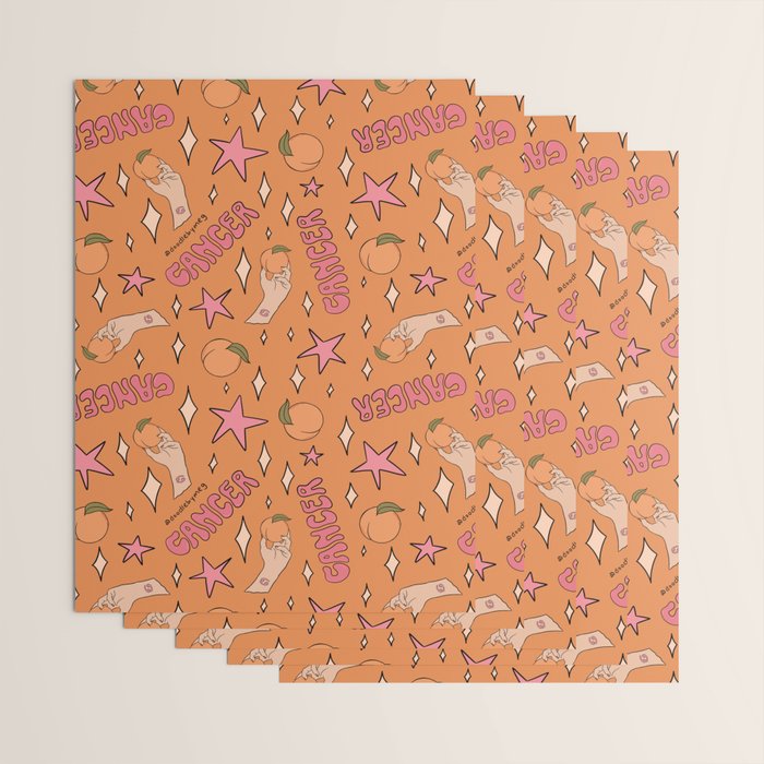 Cancer Peach Print Wrapping Paper Gallery Image 3