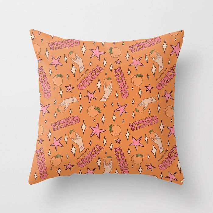 Cancer Peach Print Throw Pillow Gallery Image 1