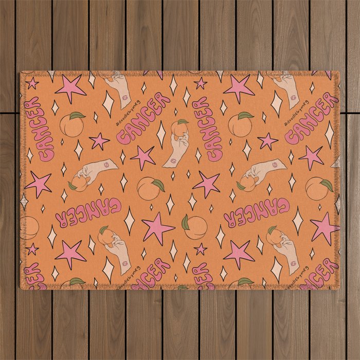 Cancer Peach Print Outdoor Rug Gallery Image 1