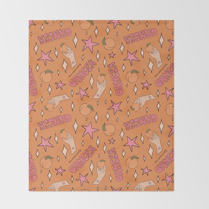 Cancer Peach Print Throw Blanket Gallery Image 2