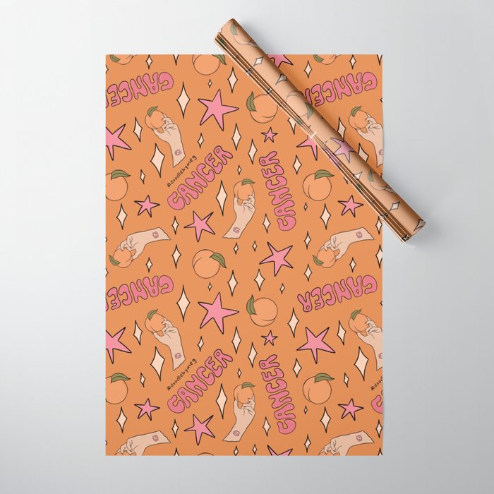 Cancer Peach Print Wrapping Paper Gallery Image 1