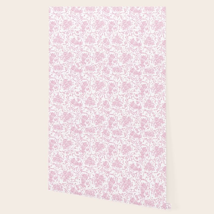 Vintage blush pink white bow floral polka dots Wallpaper Gallery Image 2