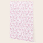 Vintage blush pink white bow floral polka dots Wallpaper Gallery Image 2