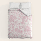 Vintage blush pink white bow floral polka dots Duvet Cover Gallery Image 6