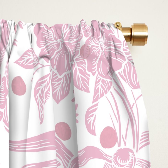 Vintage blush pink white bow floral polka dots Window Curtain Gallery Image 2