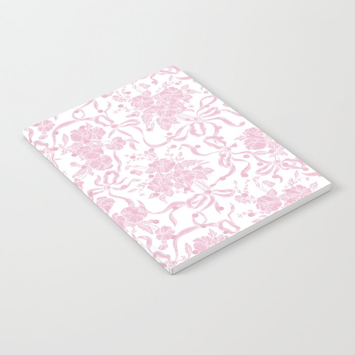 Vintage blush pink white bow floral polka dots Notebook