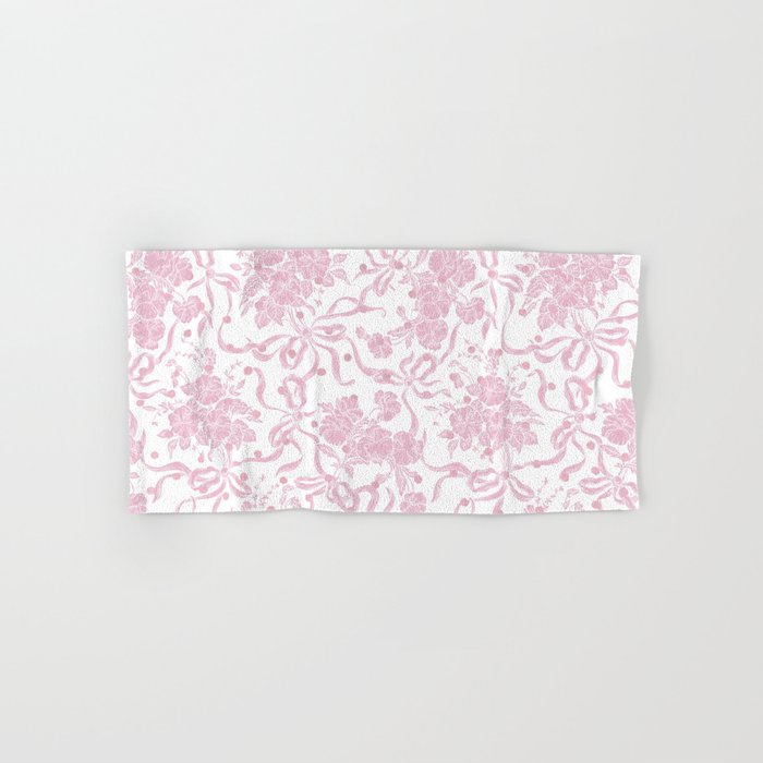 Vintage blush pink white bow floral polka dots Bath Towel Gallery Image 1