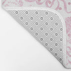 Vintage blush pink white bow floral polka dots Bath Mat Gallery Image 2