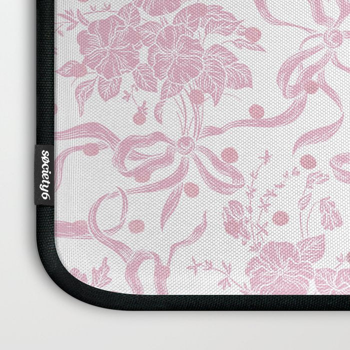 Vintage blush pink white bow floral polka dots Laptop Sleeve Gallery Image 3