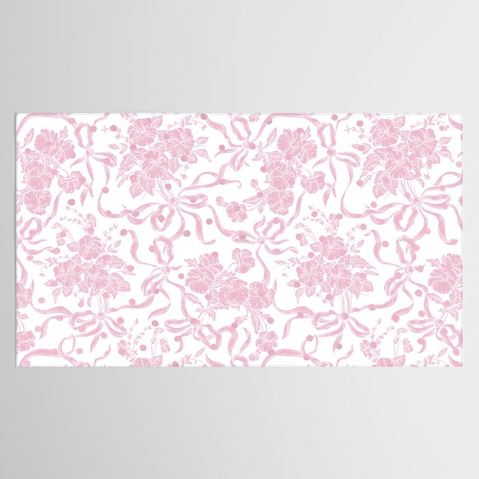 Vintage blush pink white bow floral polka dots Tablecloth Gallery Image 2