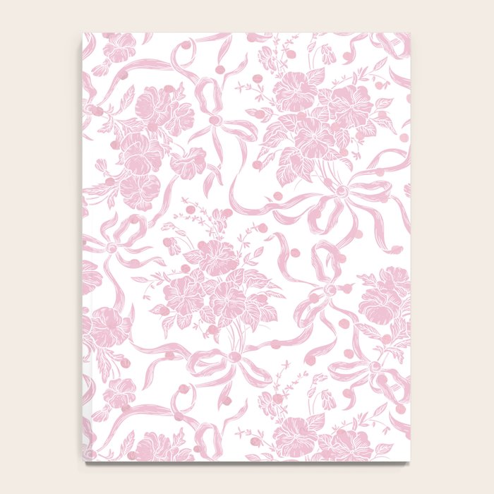 Vintage blush pink white bow floral polka dots Notebook Gallery Image 4