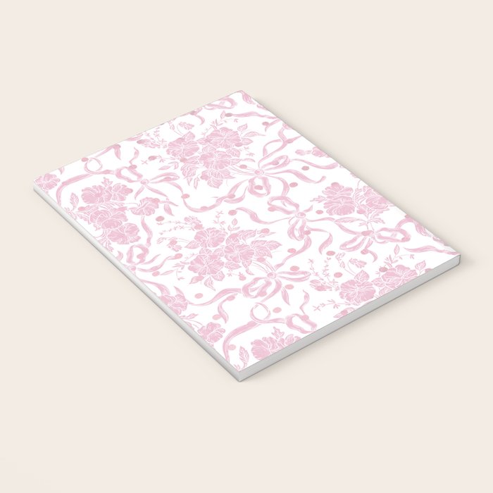 Vintage blush pink white bow floral polka dots Notebook Gallery Image 3