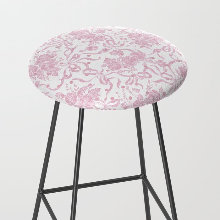 Vintage blush pink white bow floral polka dots Stool Gallery Image 2
