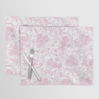 Vintage blush pink white bow floral polka dots Placemat Gallery Image 1