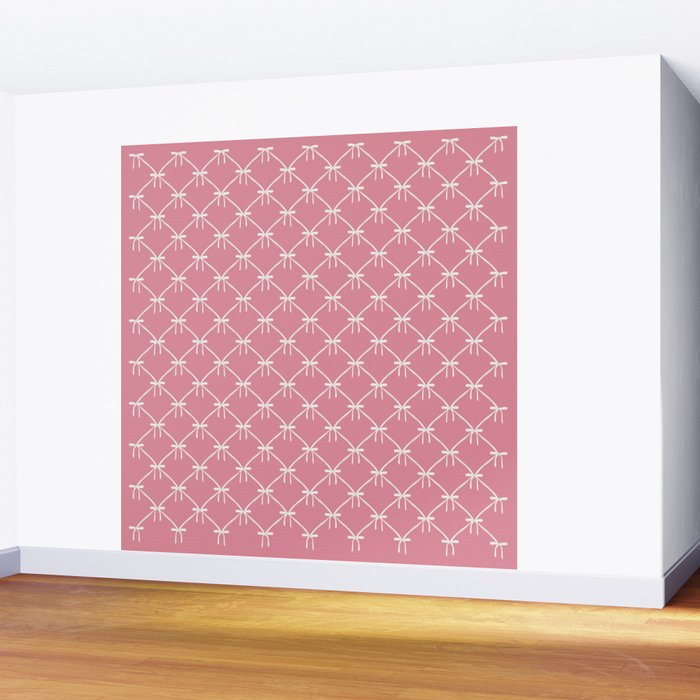 Bows & Ribbons Pattern LI 90s Bubblegum Pink Wall Mural Gallery Image 2
