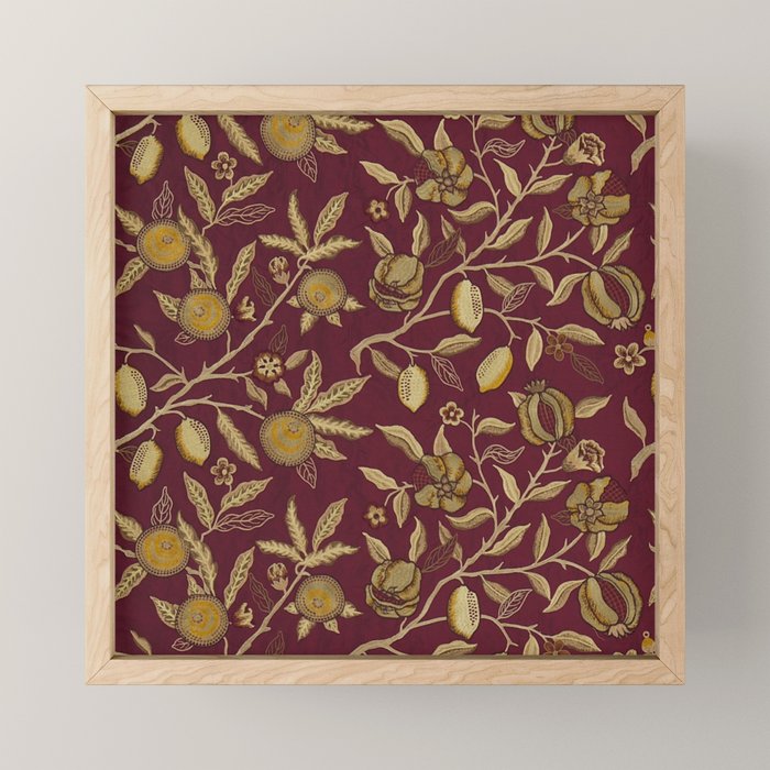 William Morris Tudor Fruits Dark Wine Red Vintage Pattern Mini Art Print