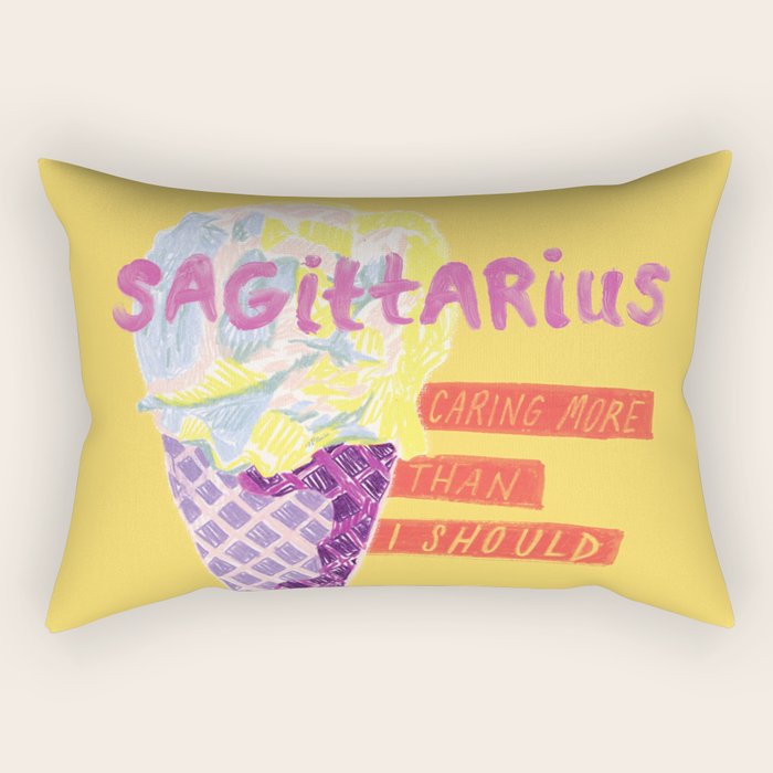 Sagittarius Cares in Sunshine Yellow | Zodiac Series  Rectangular Pillow Gallery Image 1